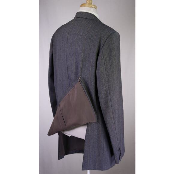 Handmade in Portugal Bespoke Gray Blue Herringbone Tweed Thornproof DB Suit 44XL - Picture 7 of 9